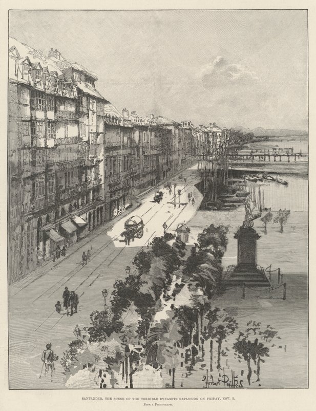 Santander, der Schauplatz der schrecklichen Dynamitexplosion am Freitag, 3. November von Herbert Railton