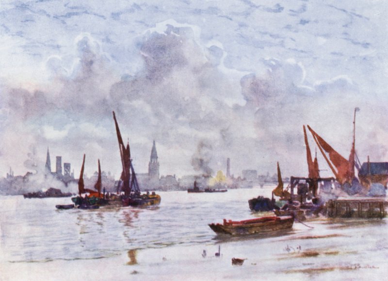 Battersea Reach (Farblithografie) von Herbert Menzies (after) Marshall