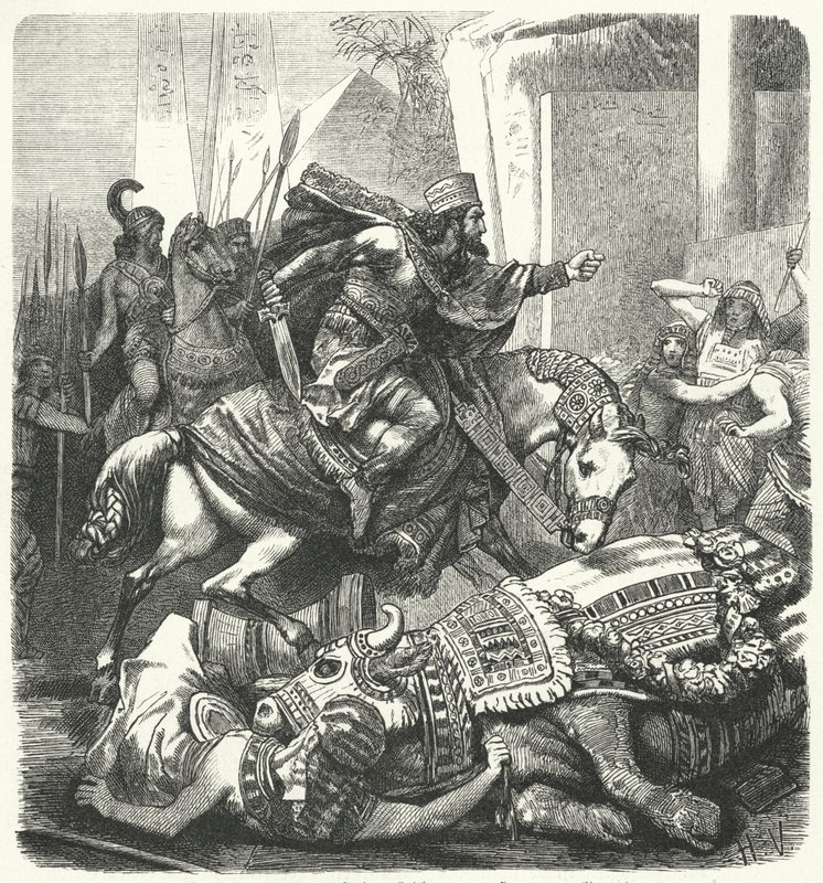 Der persische Kaiser Artaxerxes III. Ochus tötet den heiligen Apis-Stier der Ägypter von Hermann Vogel