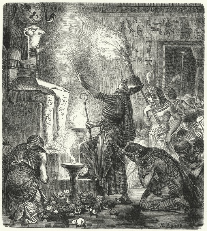 Ein junger ägyptischer Pharao in einem Tempel von Hermann Vogel