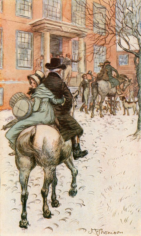 Ankünfte im Roten Haus (Farblithografie) von Hugh Thomson