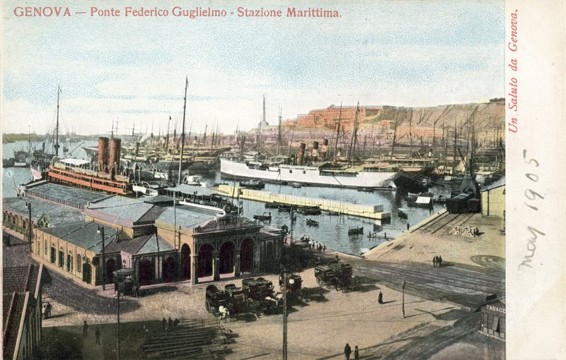 Ponte Federico Guglielmo und Fährterminal, Genua von Italian Photographer