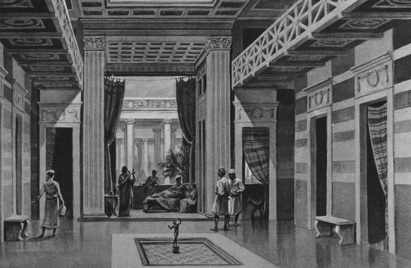 Pompeji: Haus des tanzenden Fauns (Lithographie) von Italian School