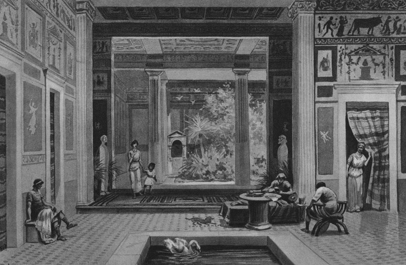 Pompeji: Haus des tragischen Dichters (Lithographie) von Italian School