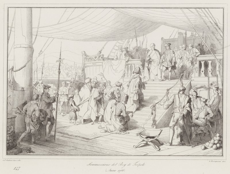 Unterwerfung des Bey von Tripolis von Italian School