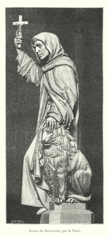 Statue von Savonarola, von Pazzi von Italian School