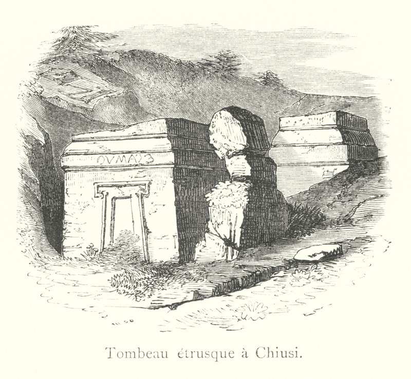 Etruskisches Grab in Chiusi (Gravur) von Italian School