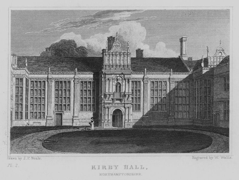 Kirby Hall, Northamptonshire (Gravur) von John Preston Neale