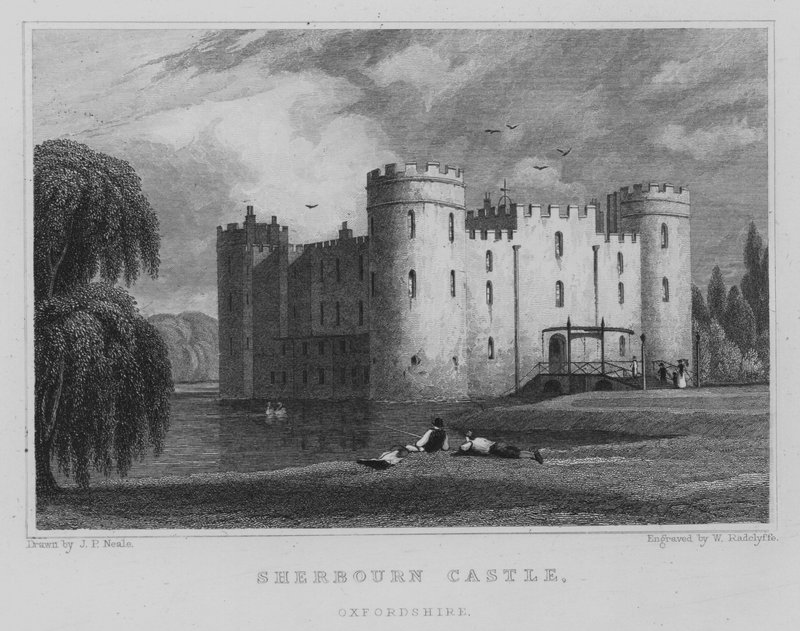 Sherbourn Castle, Oxfordshire (Gravur) von John Preston Neale