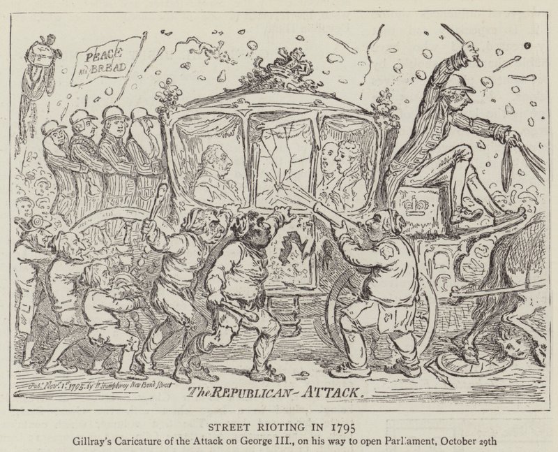Straßenunruhen im Jahr 1795 von James Gillray
