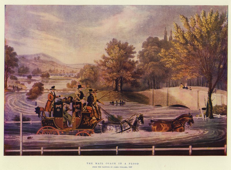 Die Postkutsche in einer Flut von James Pollard