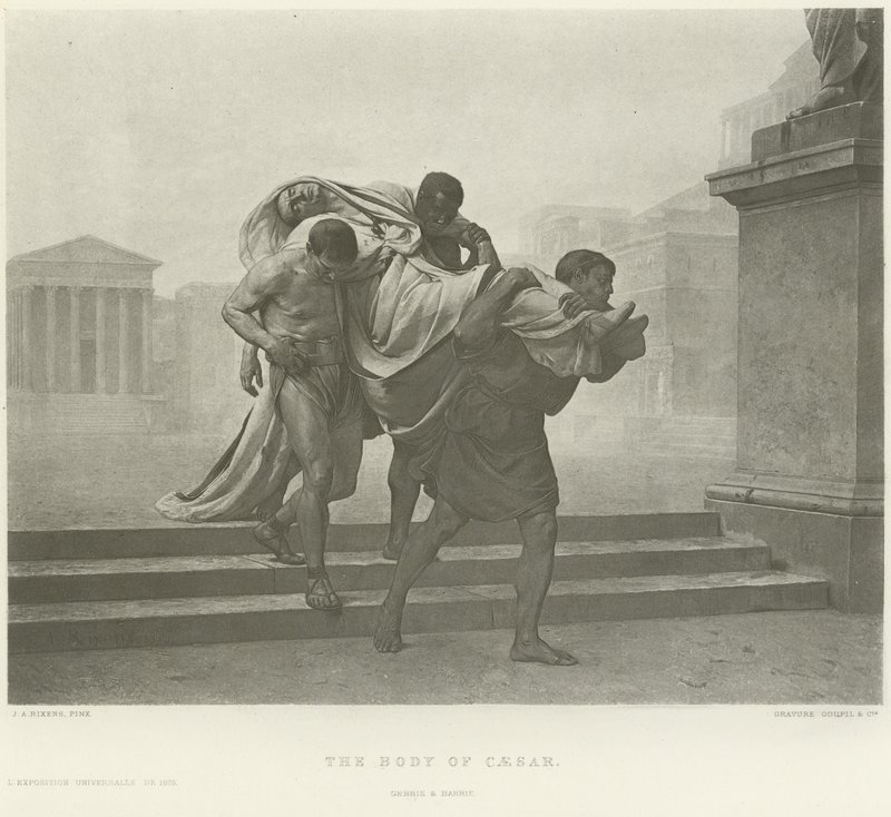 Der Leichnam Caesars (Gravur) von Jean Andre Rixens