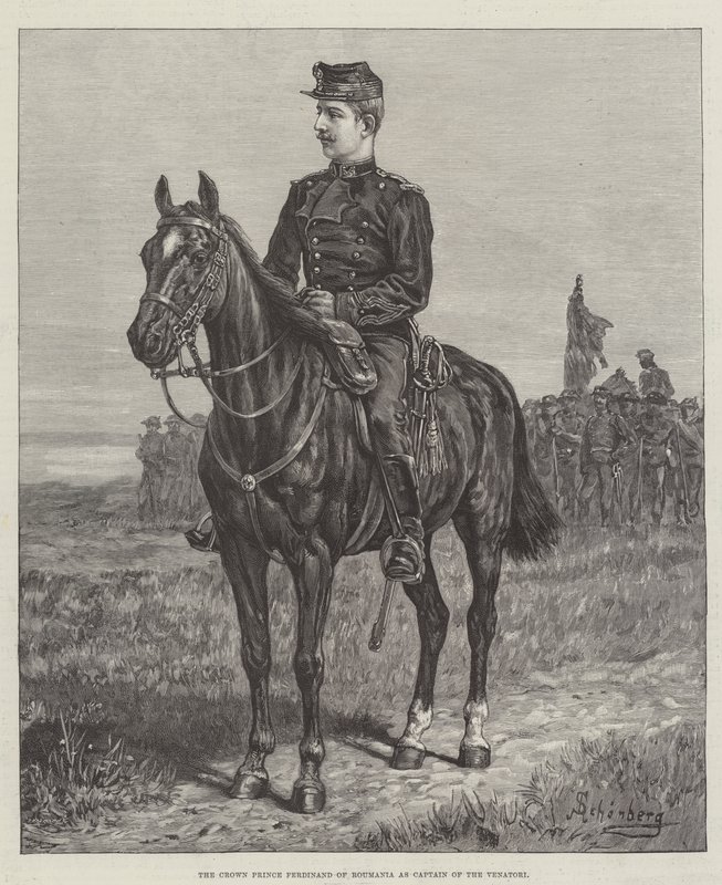 Der Kronprinz Ferdinand von Rumänien als Hauptmann der Venatori von Johann Nepomuk Schonberg
