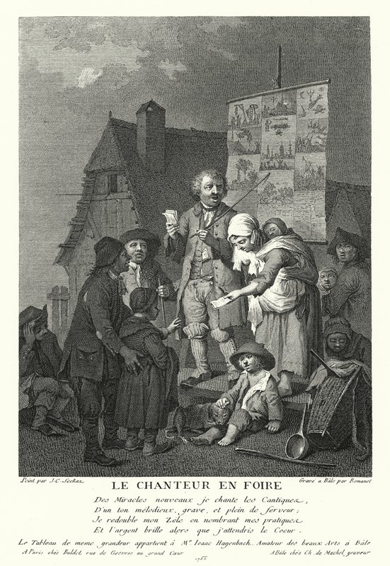 Der Sänger auf dem Jahrmarkt (Stich) von Johann Conrad Seekatz