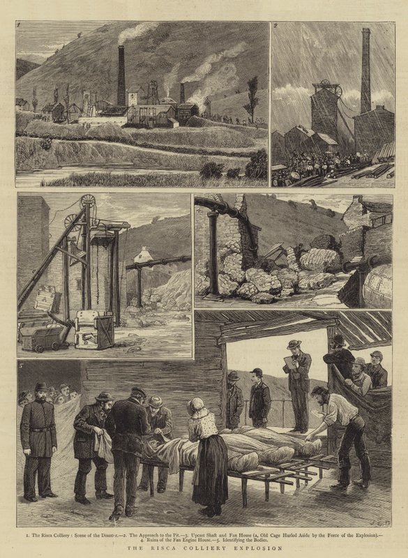 Die Explosion im Risca-Bergwerk von John Charles Dollman