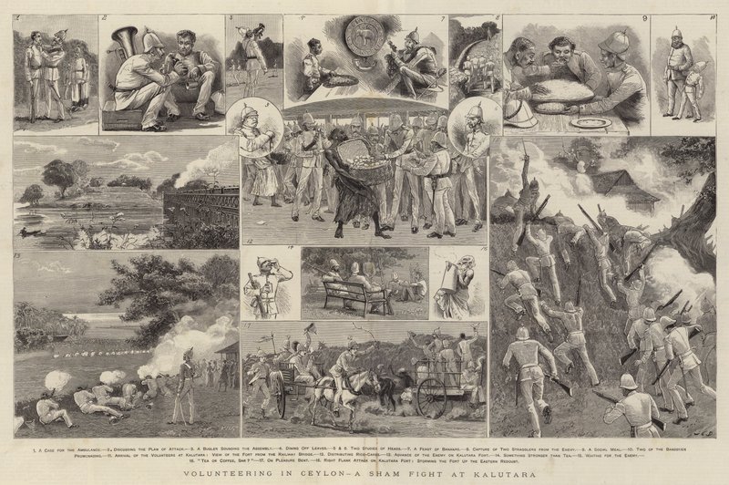 Freiwilligendienst in Ceylon, ein Scheingefecht in Kalutara von John Charles Dollman