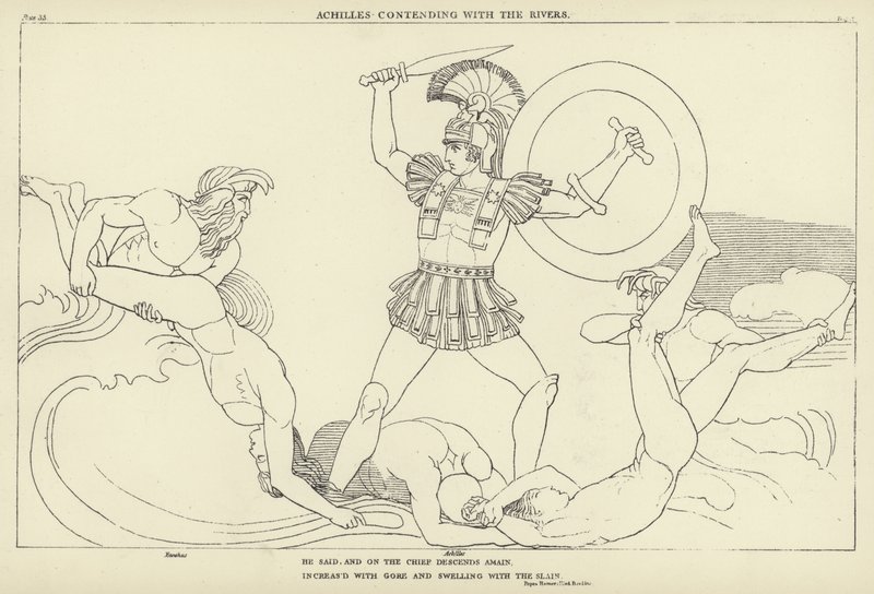 Achilles kämpft mit den Flüssen von John Flaxman