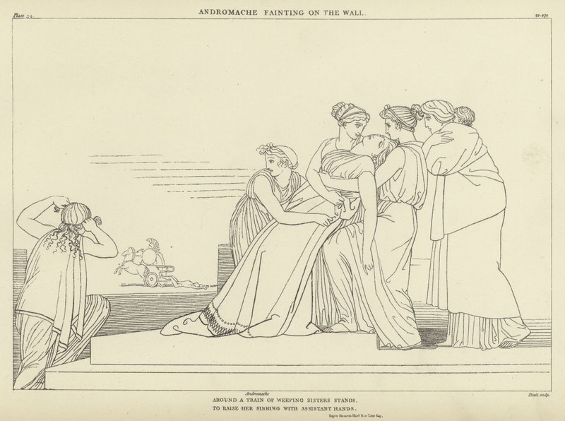 Andromache ohnmächtig an der Mauer von John Flaxman