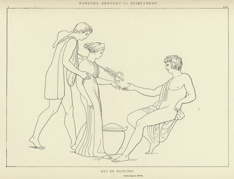 Pandora wird zu Epimetheus gebracht von John Flaxman