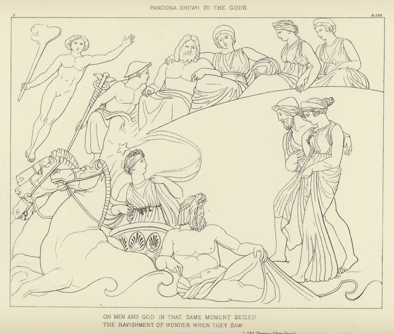 Pandora den Göttern gezeigt von John Flaxman