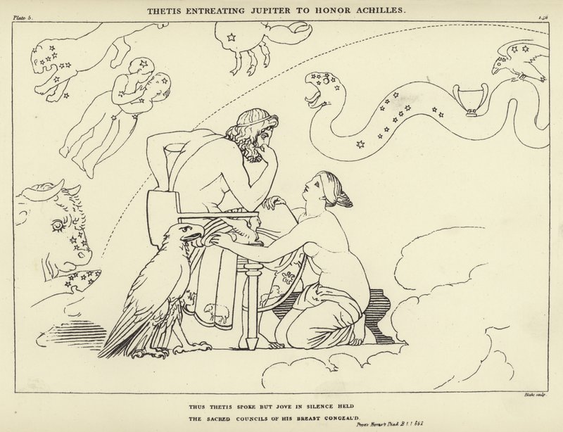 Thetis bittet Jupiter, Achilles zu ehren von John Flaxman