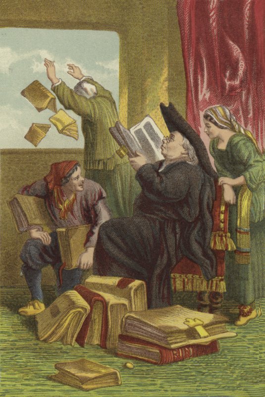 Zerstörung der Bibliothek von Don Quijote von John Gilbert