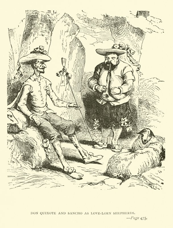 Don Quixote und Sancho als liebeskranke Hirten von John Gilbert