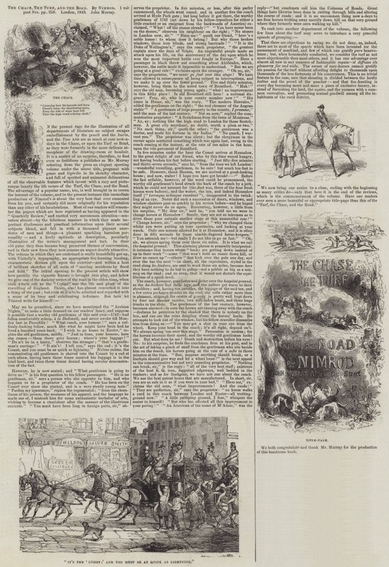 Die Jagd, der Rasen und die Straße, von Nimrod von John Gilbert