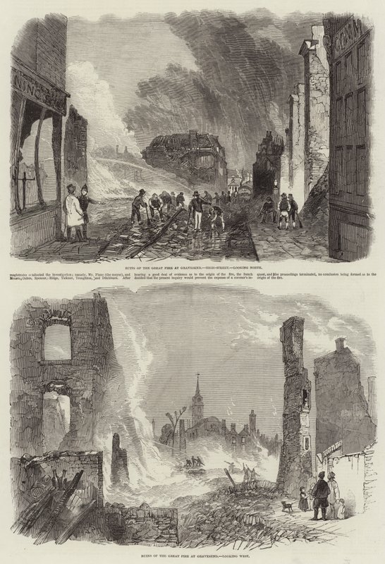Ruinen des großen Feuers in Gravesend von John Skinner Prout
