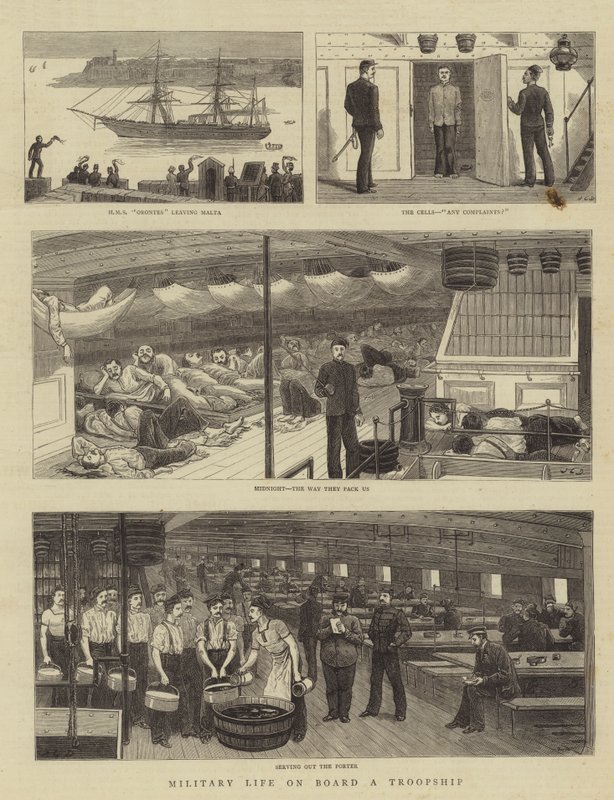Militärleben an Bord eines Truppenschiffs von John Charles Dollman