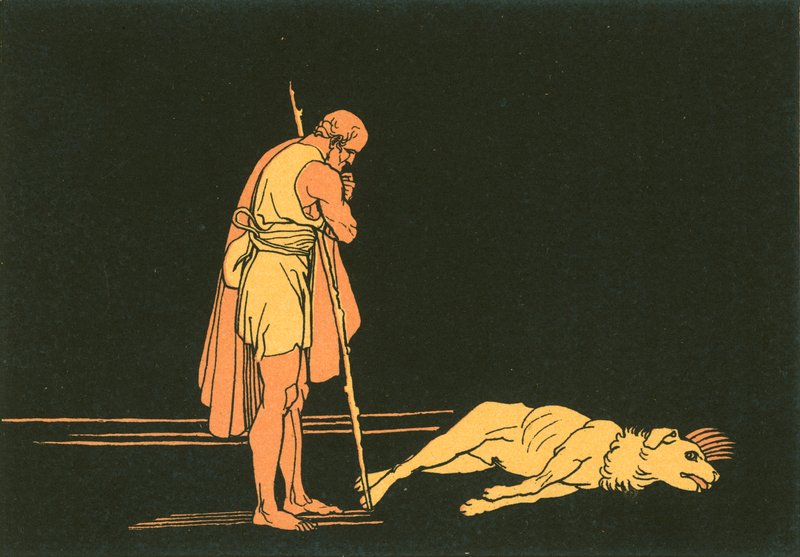 Odysseus und sein Hund von John Flaxman