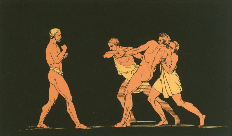 Odysseus bereitet sich auf den Kampf mit Irus vor von John Flaxman