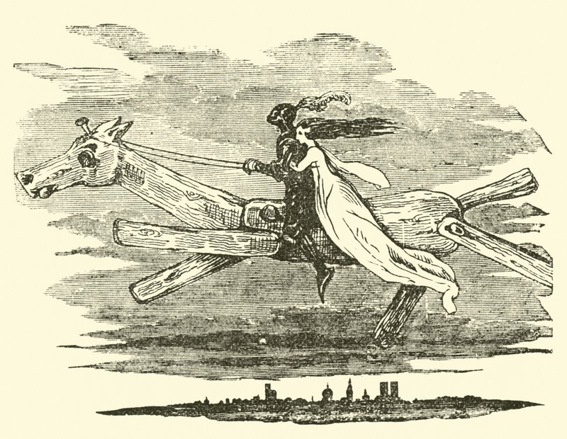Don Quixote auf dem verzauberten Pferd von John Gilbert