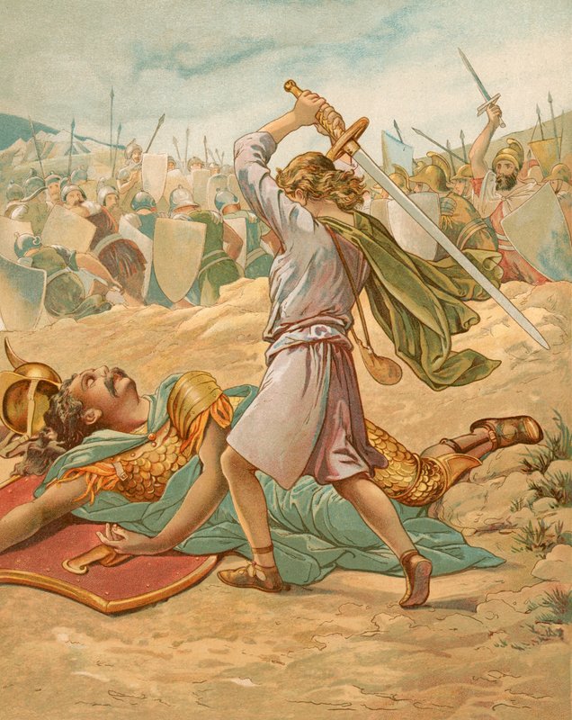David kurz vor der Tötung Goliaths von John Lawson