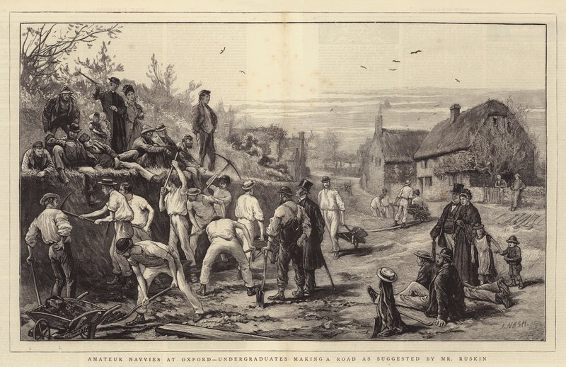 Amateur-Navigationsarbeiter in Oxford, Studenten bauen eine Straße nach Vorschlag von Mr. Ruskin von Joseph Nash