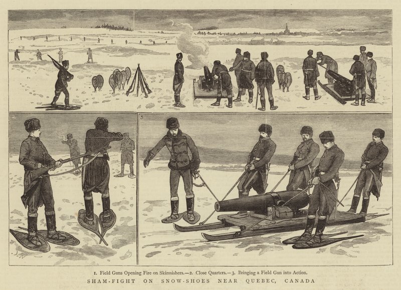 Schein-Kampf auf Schneeschuhen in der Nähe von Quebec, Kanada von Joseph Nash