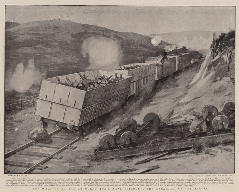 Das Unglück des gepanzerten Zuges bei Estcourt, die Entgleisung der Waggons von Joseph Nash