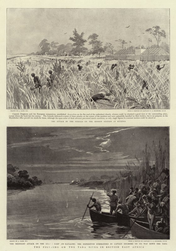 Die Kämpfe am Tana-Fluss in Britisch-Ostafrika von Joseph Nash