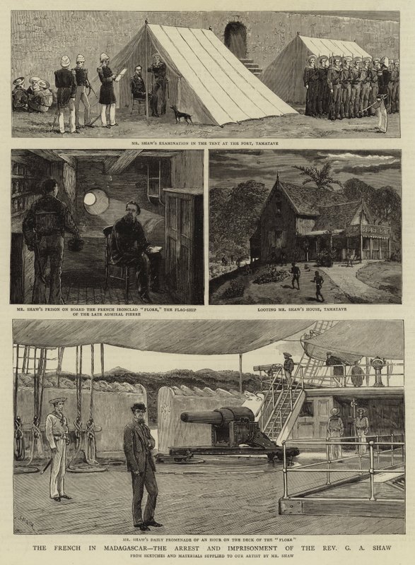 Die Franzosen in Madagaskar, die Verhaftung und Inhaftierung des Reverend G A Shaw von Joseph Nash