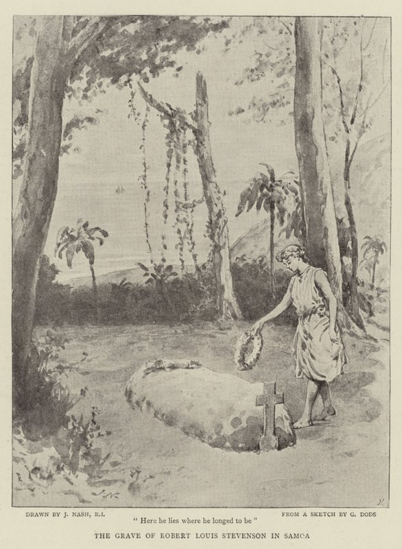 Das Grab von Robert Louis Stevenson in Samoa von Joseph Nash