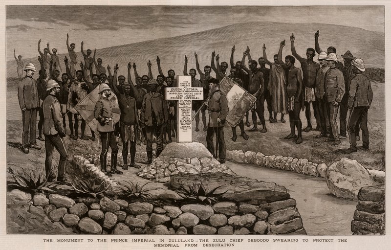 Das Denkmal für den Prinzen Imperial in Zululand, der Zulu-Häuptling Geboodo schwört, das Denkmal vor Schändung zu schützen von Joseph Nash
