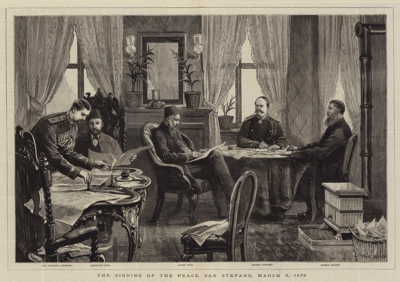 Die Unterzeichnung des Friedens, San Stefano, 3. März 1878 von Joseph Nash