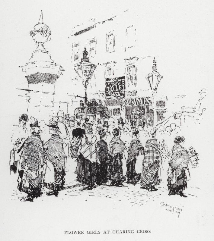 Blumenmädchen am Charing Cross von Joseph (after) Pennell