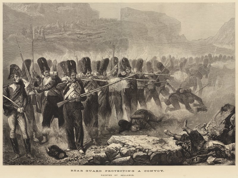 Nachhut schützt einen Konvoi von Joseph Louis Hippolyte Bellange