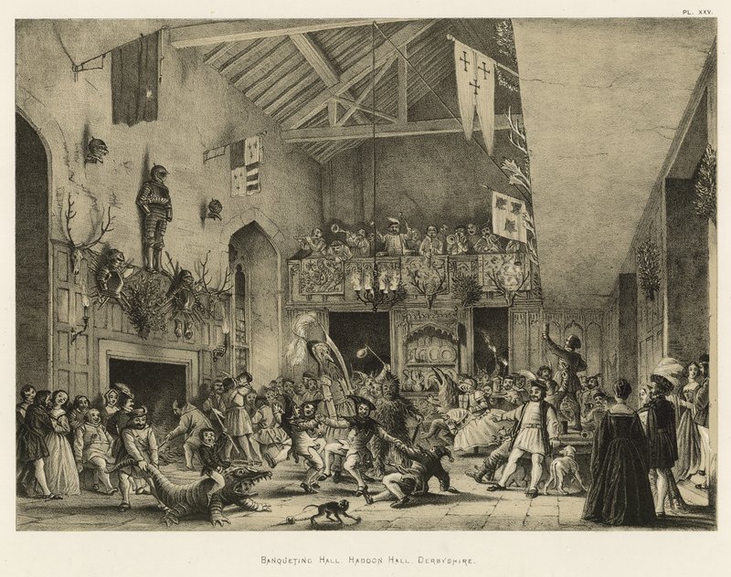 Festsaal, Haddon Hall, Derbyshire von Joseph Nash