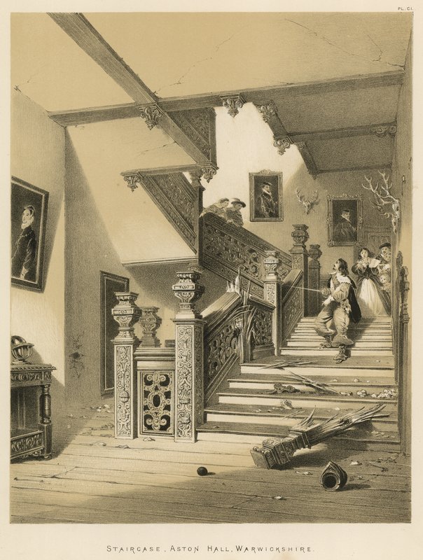 Treppe, Aston Hall, Warwickshire von Joseph Nash