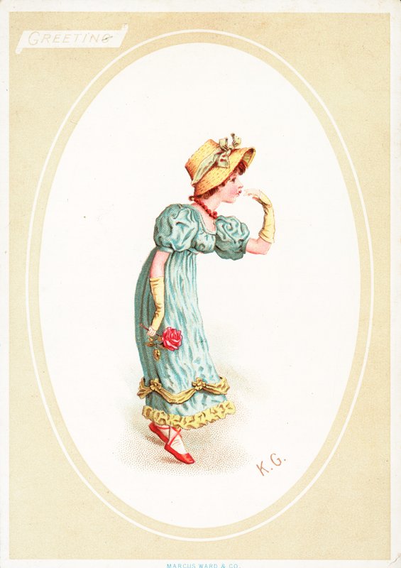 Grußkarte (Chromolithographie) von Kate Greenaway