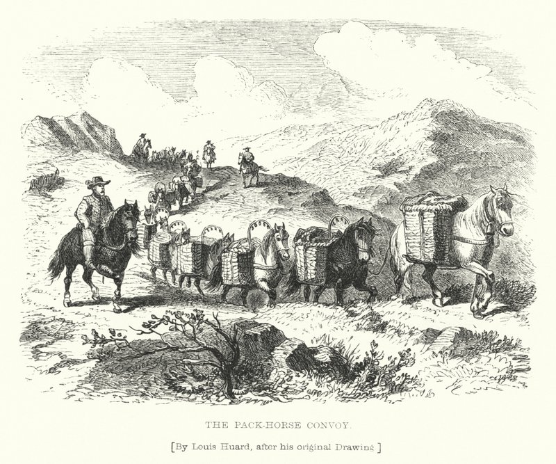 Der Pack-Pferde-Konvoi (Stich) von L. Huard