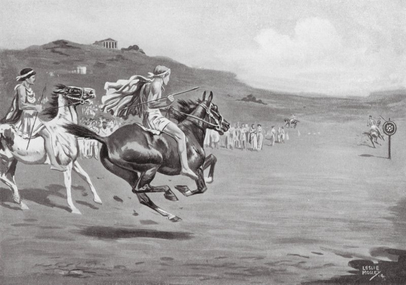 Griechische Reiter werfen den Speer von Leslie Mosley