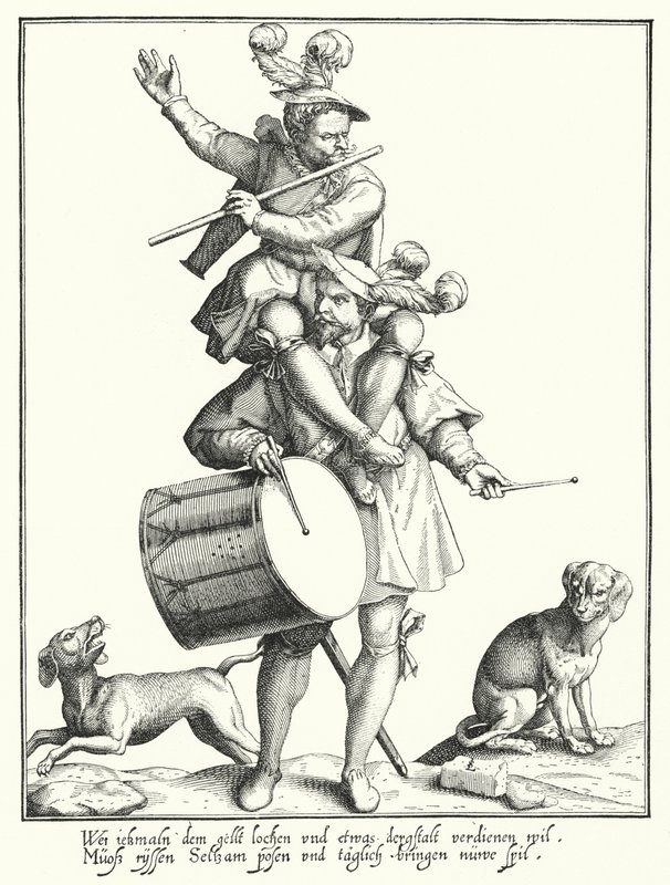 Der Trommler und der Pfeifer (Gravur) von Lorenz Strauch